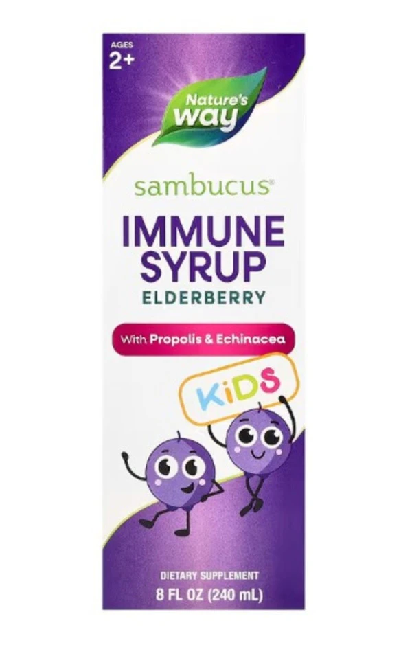 Nature's Way, Kids Sambucus®, Immune Syrup, Elderberry, Ages 2+, 8 fl oz (240 ml)