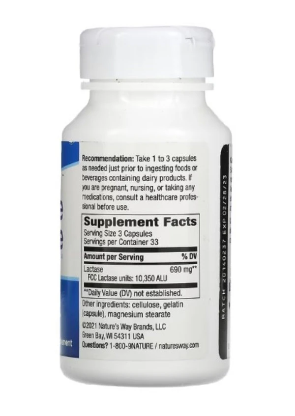 Nature's Way, Lactase Enzyme Formula, 100 Capsules