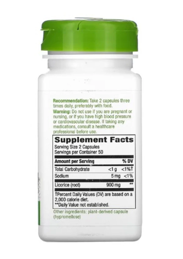 Nature's Way, Licorice Root, 900 mg, 100 Vegan Capsules (450 mg per Capsule)