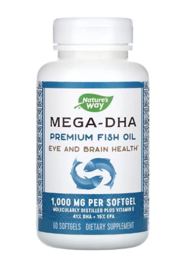 Nature's Way, Mega-DHA Premium Fish Oil, 1,000 mg, 60 Softgels