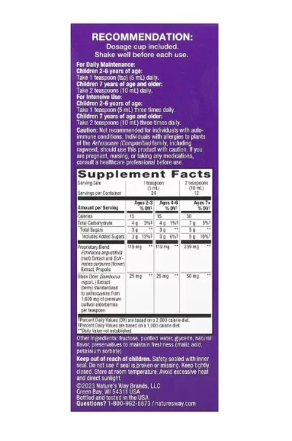 Nature's Way, Sambucus for Kids, Standardized Elderberry, Immune Syrup, 4 fl oz (120 ml)