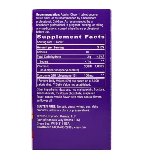 Nature's Way Smart Q10 CoQ10 - 100 mg -Maple Nut Flavored -- 30 Chewable Tablets