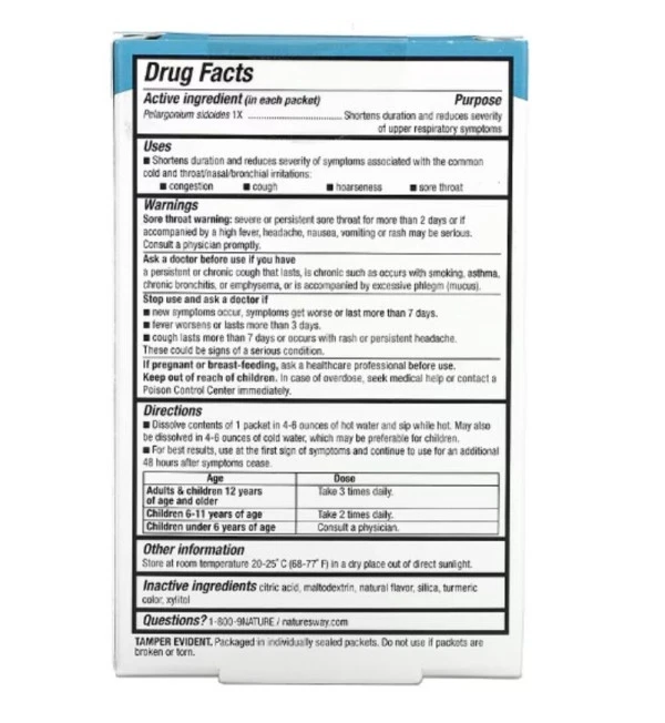 Nature's Way, Umcka, ColdCare, Soothing Hot Drink Mix, Lemon, 10 Packets, 0.17 oz (5 g) Each