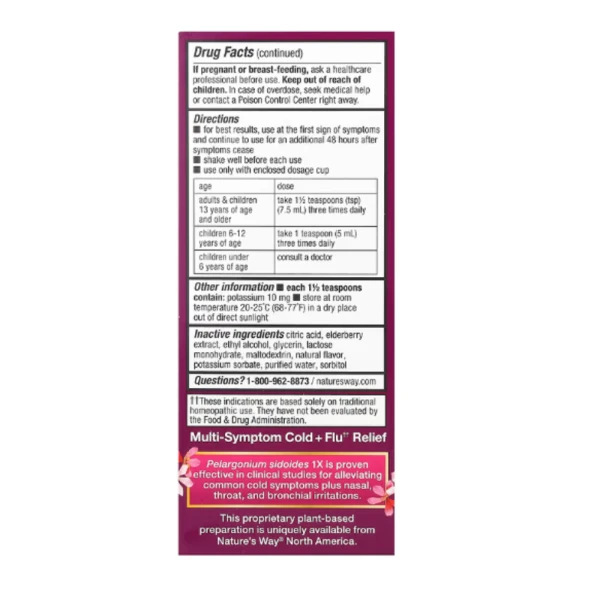 Nature's Way, Umcka, Cold+Flu, Elderberry Soothing Syrup, Berry, 4 fl oz (120 ml)