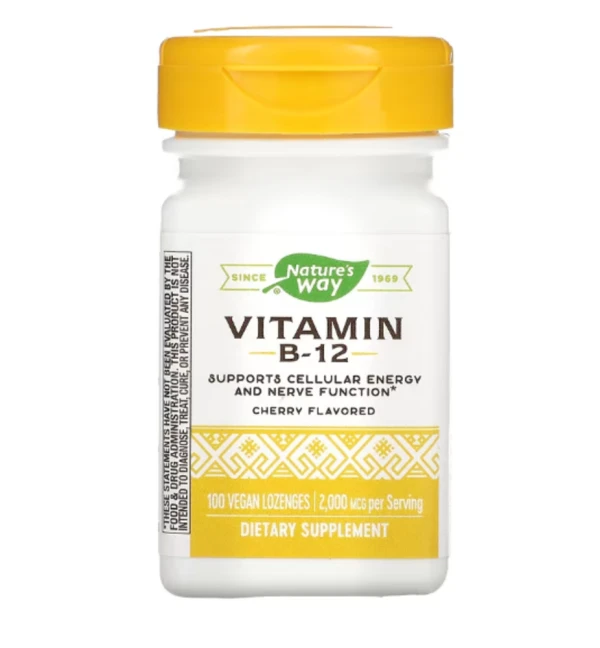 Nature's Way, Vitamin B-12, Cherry, 2,000 mcg, 100 Vegan Lozenges