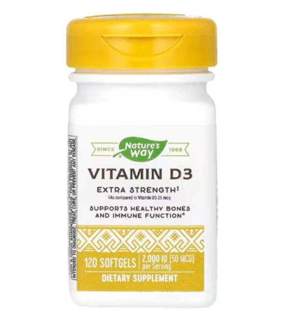 Nature's Way, Vitamin D3, Extra Strength, 50 mcg (2,000 IU), 120 Softgels
