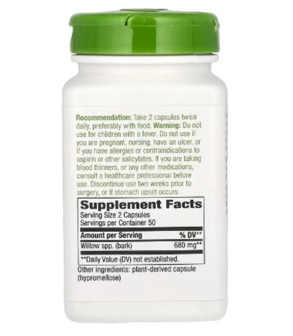 Nature's Way, Willow Bark, 680 mg, 100 Vegan Capsules (340 mg per Capsule)