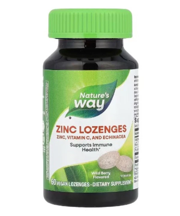 Nature's Way, Zinc Lozenges, Wild Berry Flavored, 60 Vegan Lozenges