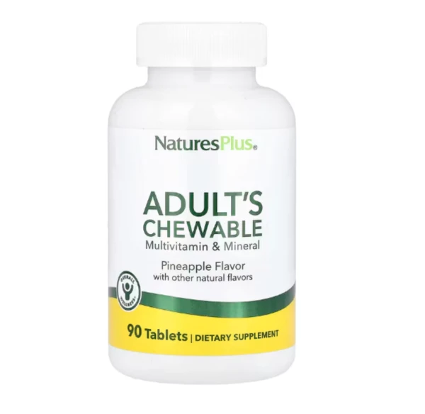NaturesPlus, Adult's Chewable Multivitamin& Mineral, Pineapple, 90 Tablets