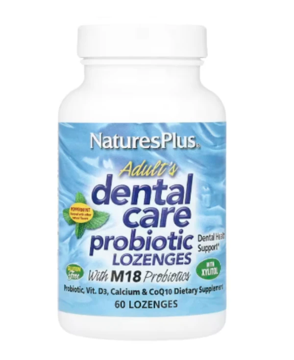 NaturesPlus, Adult's Dental Care Probiotic Lozenges, Peppermint , 60 Lozenges