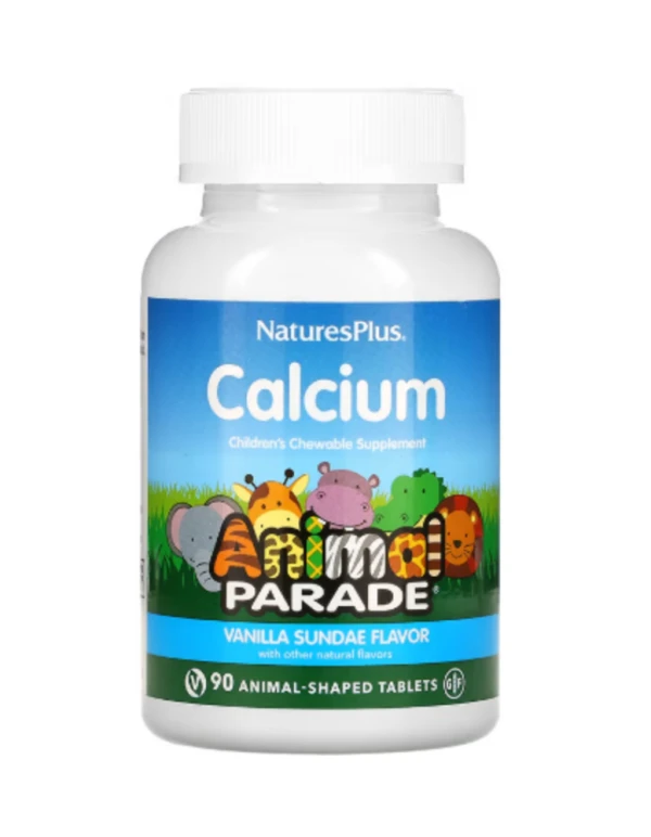 NaturesPlus, Animal Parade, Calcium, Children's Chewable Supplement, Vanilla Sundae, 90 Animal-Shaped Tablets