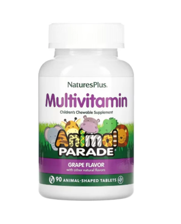 NaturesPlus, Animal Parade, Children's Chewable Multivitamin Supplement, Grape, 90 Animal-Shaped Tablets