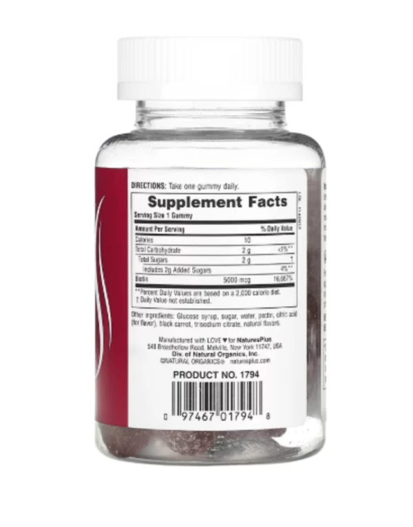 NaturesPlus, Biotin Gummies, Raspberry, 5,000 mcg, 60 Gummies