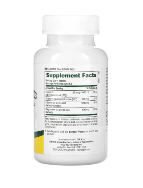 NaturesPlus, Cal/Mag/Vit D3 with Vitamin K2, 90 Tablets