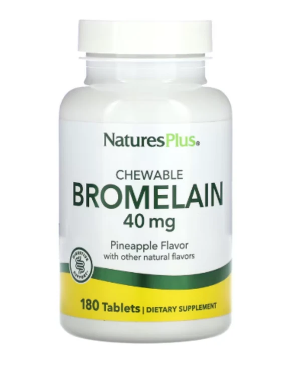 NaturesPlus, Chewable Bromelain, Pineapple, 40 mg, 180 Tablets