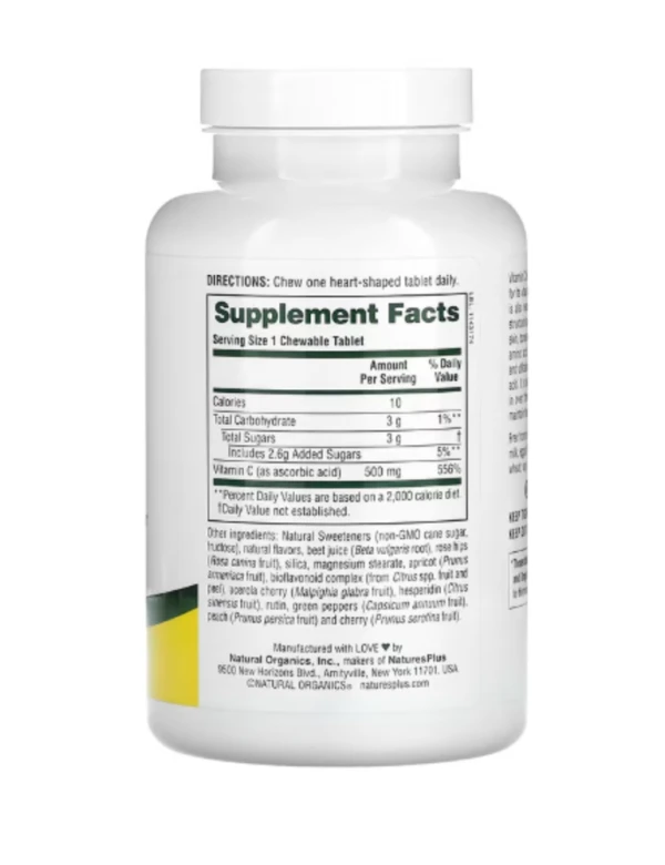 NaturesPlus, Chewable Lovites, Vitamin C, Natural Fruit, 500 mg, 90 Tablets