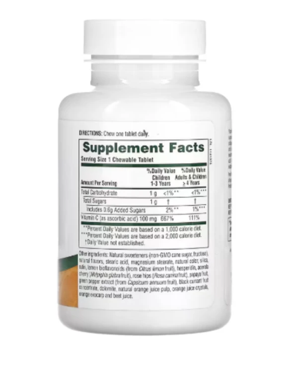 NaturesPlus, Chewable Orange Juice Jr, Vitamin C, Natural Orange, 100 mg, 90 Tablets
