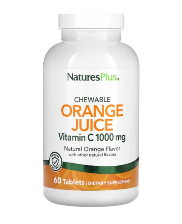 NaturesPlus, Chewable Orange Juice, Vitamin C, Natural Orange, 1,000 mg, 60 Tablets