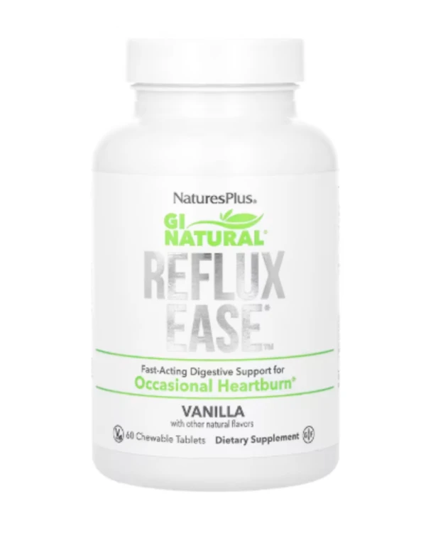 NaturesPlus, Gi Natural, Reflux Ease, Vanila, 60 Chewable Tablets