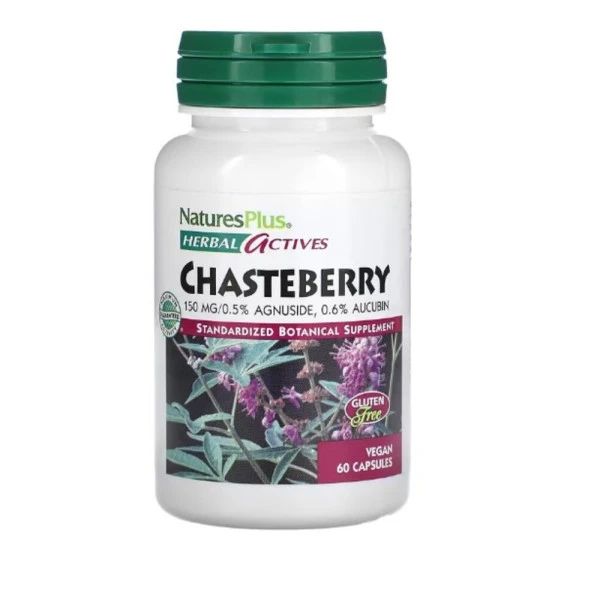 NaturesPlus, Herbal Actives, Chasteberry, 150 mg, 60 Vegan Capsules