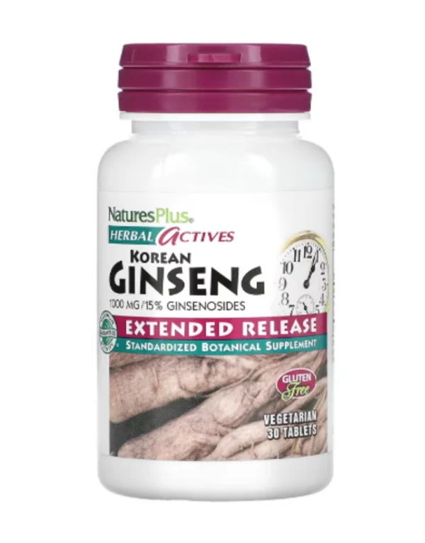 NaturesPlus, Herbal Actives, Korean Ginseng, Extended Release, 1,000 mg, 30 Vegetarian Tablets