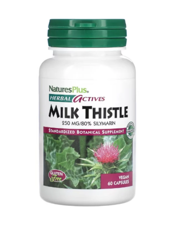 NaturesPlus, Herbal Actives, Milk Thistle, 250 mg, 60 Vegan Capsules