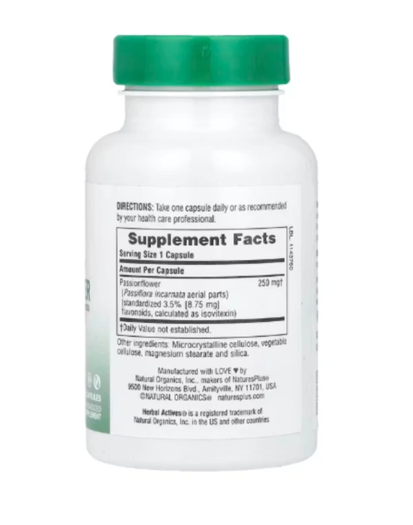 NaturesPlus, Herbal Actives, Passion Flower, 250 mg, 60 Capsules