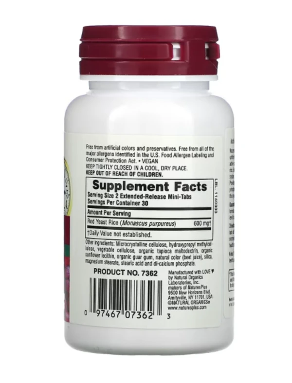 NaturesPlus, Herbal Actives, Red Yeast Rice, 600 mg, 60 Mini-Tablets (300 mg per Tablet)