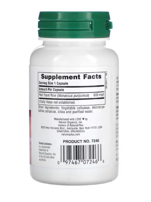 NaturesPlus, Herbal Actives, Red Yeast Rice, 600 mg, 60 Vegan Capsules