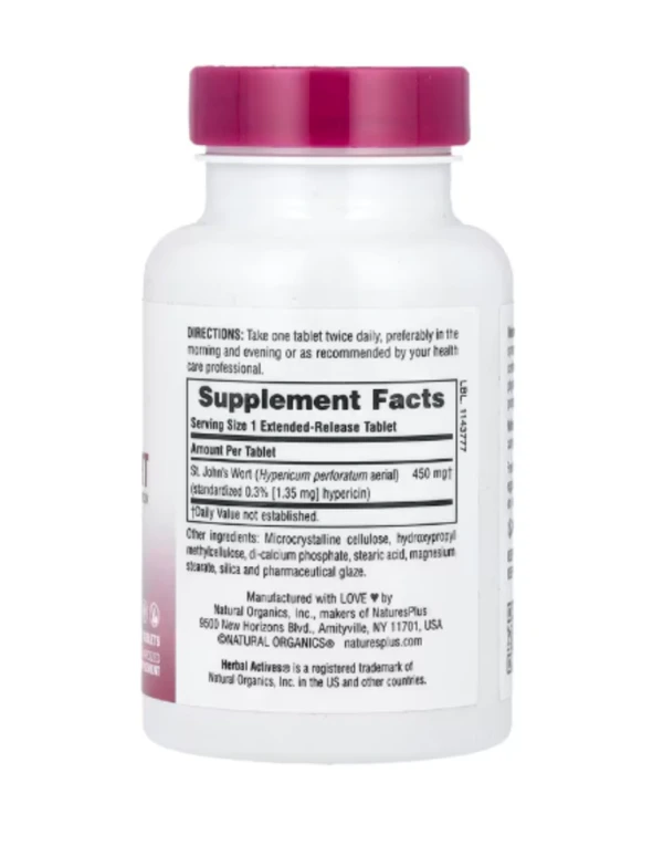 NaturesPlus, Herbal Actives, St. John's Wort, 450 mg, 60 Tablets