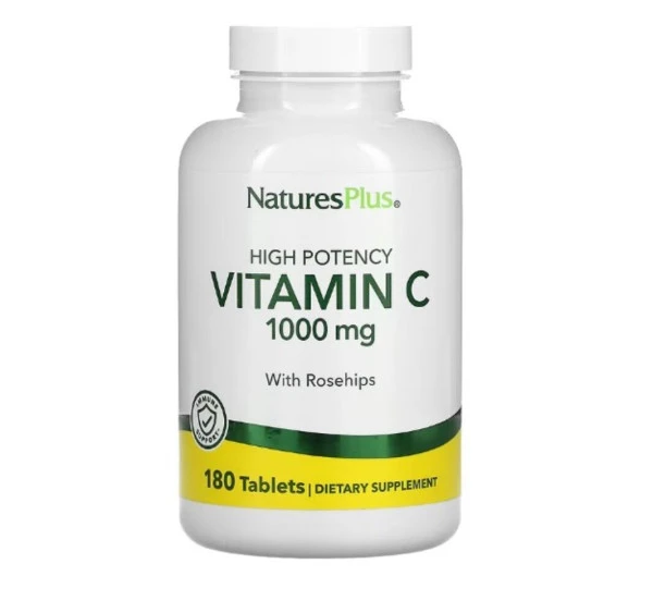 NaturesPlus, High Potency Vitamin C With Rosehips , 1,000 mg, 180 Tablets