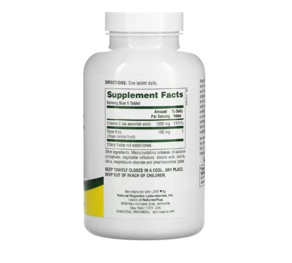 NaturesPlus, High Potency Vitamin C With Rosehips , 1,000 mg, 180 Tablets