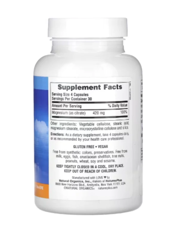 NaturesPlus, KalmAssure, Magnesium, 420 mg , 120 Vegan Capsules (105 mg per Capsule)