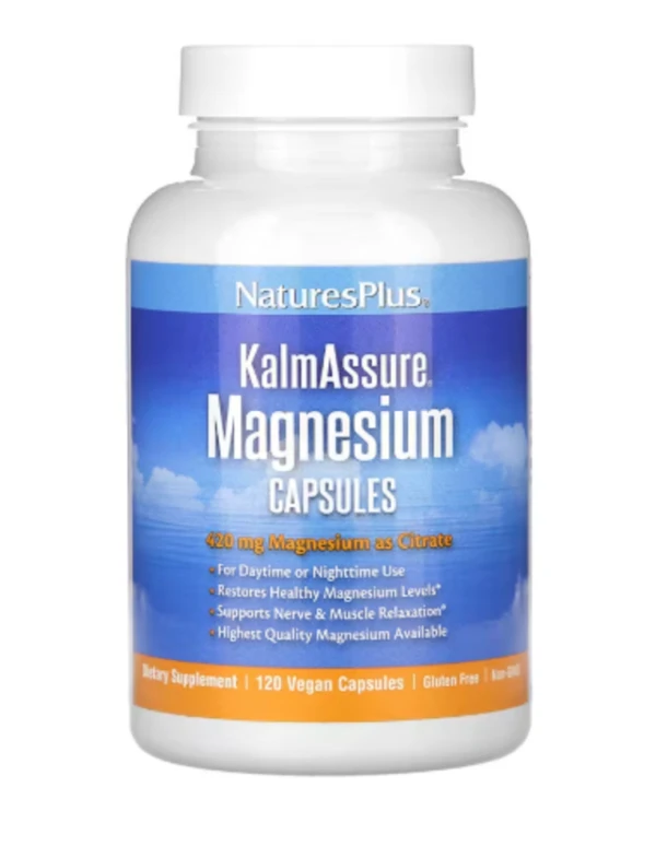 NaturesPlus, KalmAssure, Magnesium, 420 mg , 120 Vegan Capsules (105 mg per Capsule)