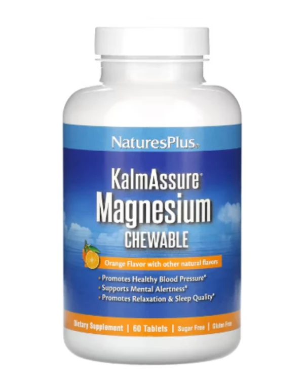 NaturesPlus, KalmAssure Magnesium Chewable, Orange, 60 Tablets