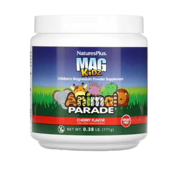 NaturesPlus, Mag Kidz, Animal Parade, Children's Magnesium Powder Supplement, Cherry, 0.38 lb (171 g)