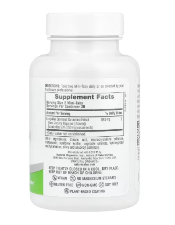 NaturesPlus, Pro Longvida®, Curcumin 1000, 60 Mini-Tabs