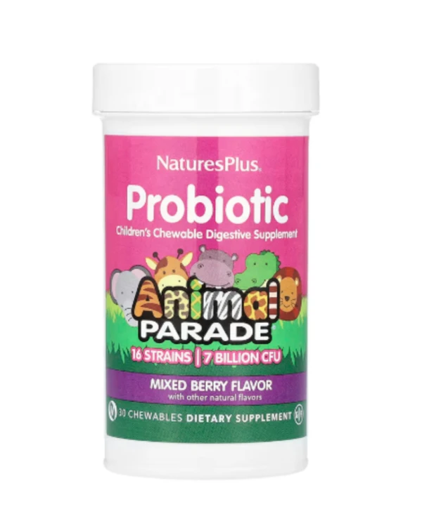 NaturesPlus, Probiotic, Children's Chewable Digestive Supplement, Mixed Berry, 7 Billion CFU, 30 Chewables