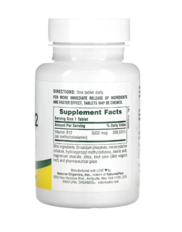 NaturesPlus, Shot-O-B12, 5000 mcg, 30 Tablets