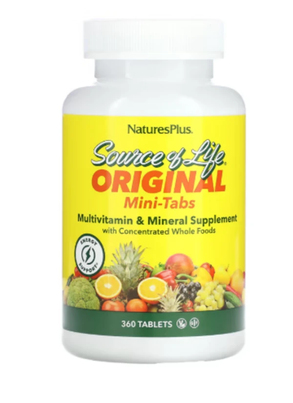 NaturesPlus, Source of Life, Original Mini-Tabs, Multivitamin & Mineral Supplement, 360 Tablets