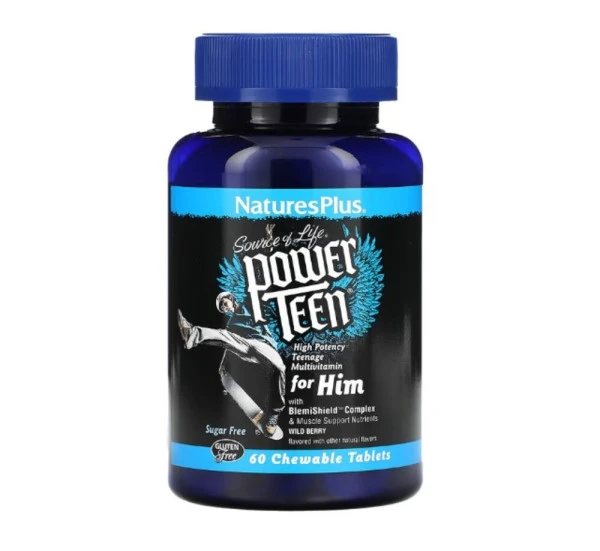 NaturesPlus, Source of Life, Power Teen for Him, Wild Berry, 60 Chewable Tablets