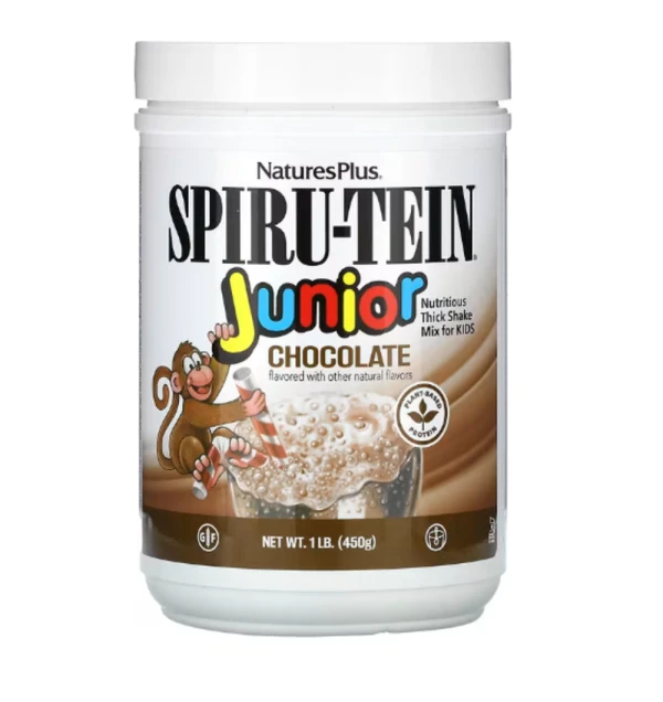 NaturesPlus, Spiru-Tein Junior, Nutritious Thick Shake Mix For Kids, Chocolate, 1 lb (450 g)