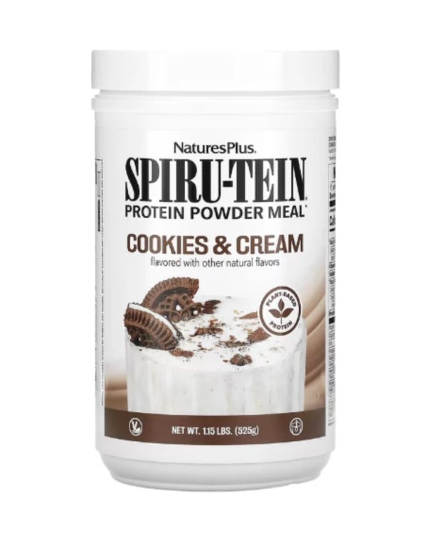 NaturesPlus, Spiru-Tein, Protein Powder Meal, Cookies & Cream, 1.15 lbs (525 g)