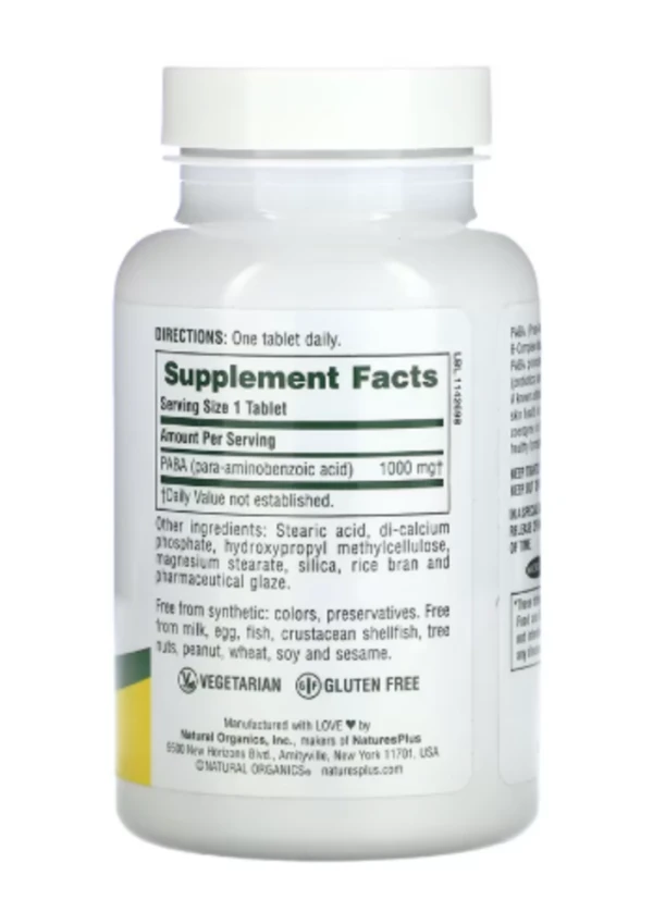 NaturesPlus, Sustained Release PABA, 1,000 mg, 60 Tablets