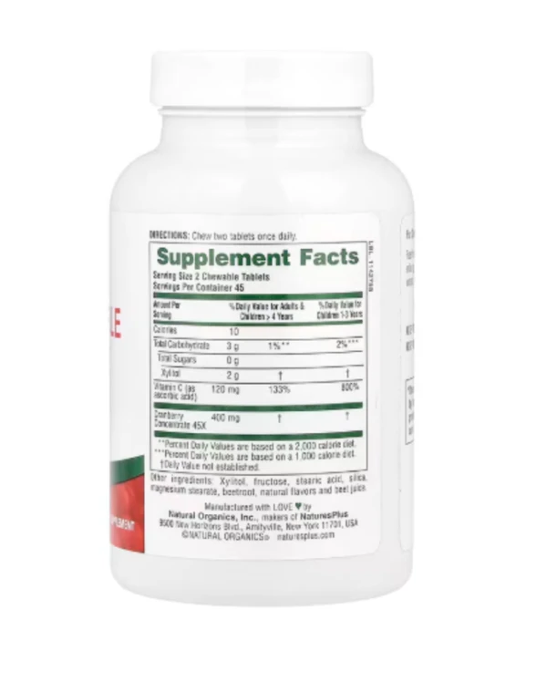 NaturesPlus, Ultra Chewable Cranberry®, 90 Heart-Shaped Chewables
