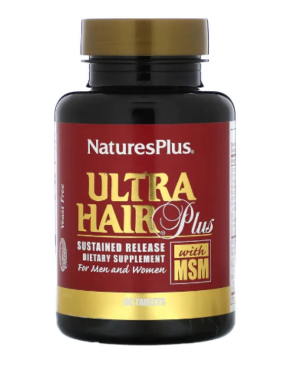 NaturesPlus, Ultra Hair Plus with MSM, For Men and Women, 60 Tablets