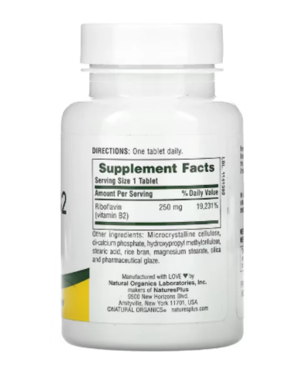 NaturesPlus, Vitamin B2, 250 mg, 60 Tablets