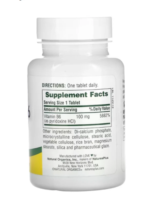 NaturesPlus, Vitamin B-6, 100 mg, 90 Tablets