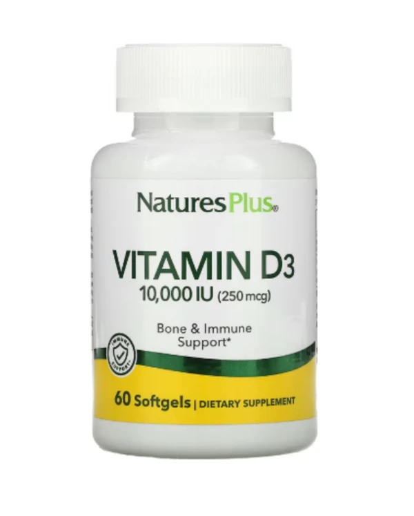 NaturesPlus, Vitamin D3, 10,000 IU (250 mcg), 60 Softgels