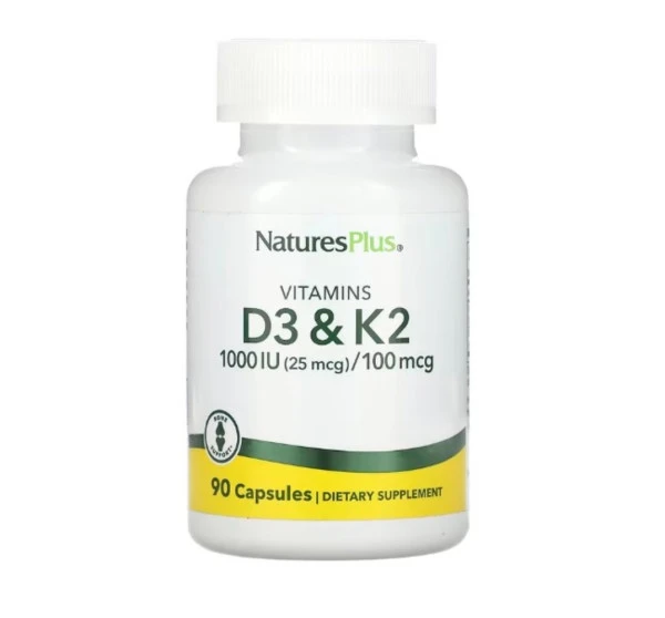 NaturesPlus, Vitamin D3 & K2, 90 Capsules
